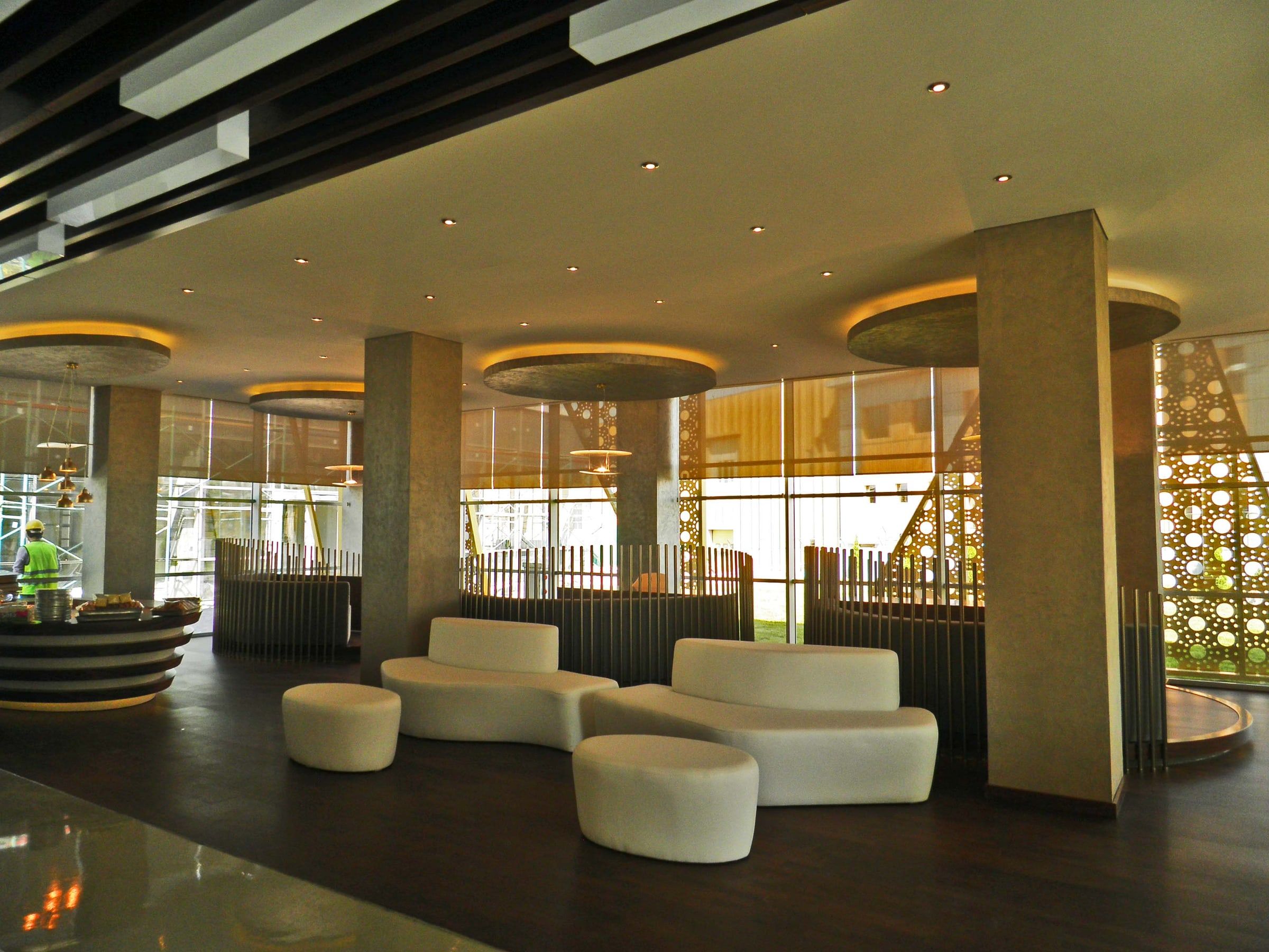 Reception lounge of a project display office