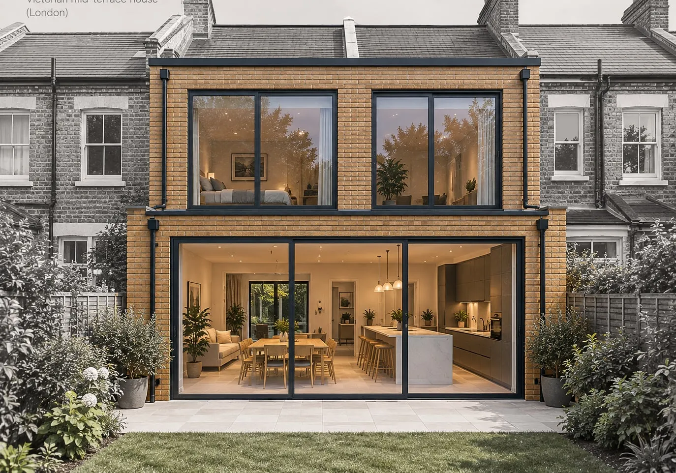 Illustration of a double-storey rear extension