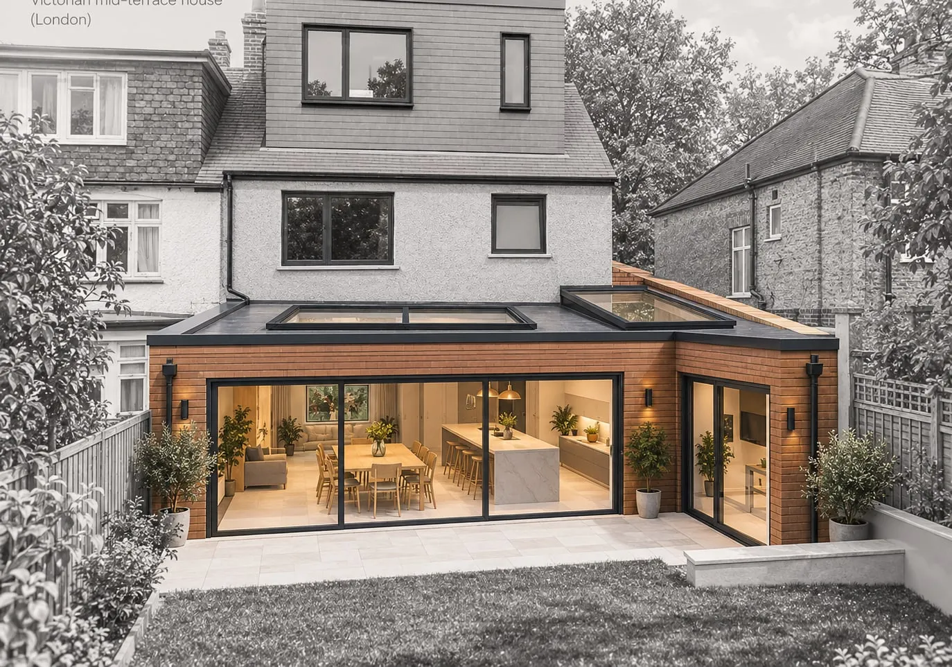 Illustration of a wrap-around extension