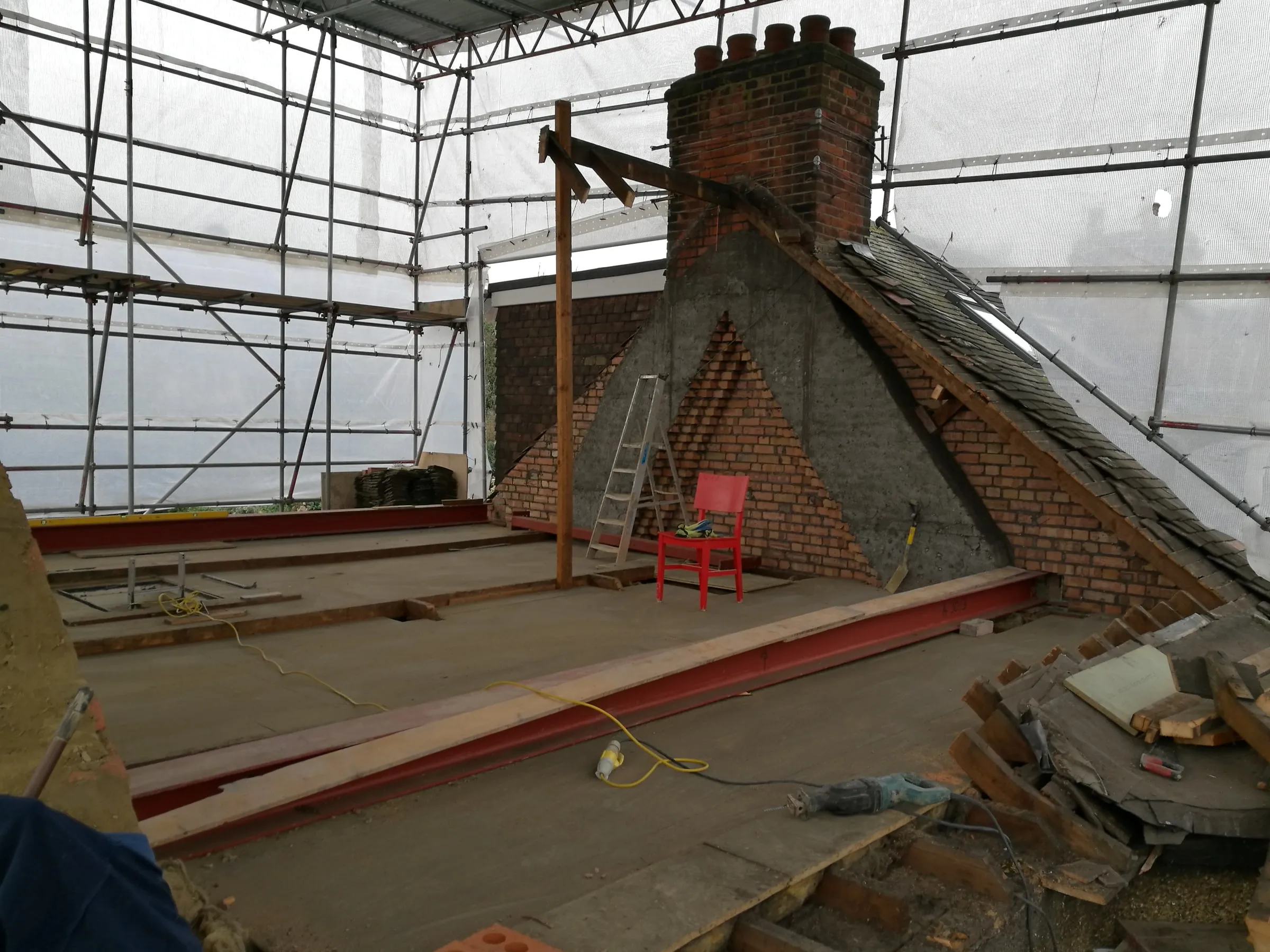 Steel beams installed for a loft conversion